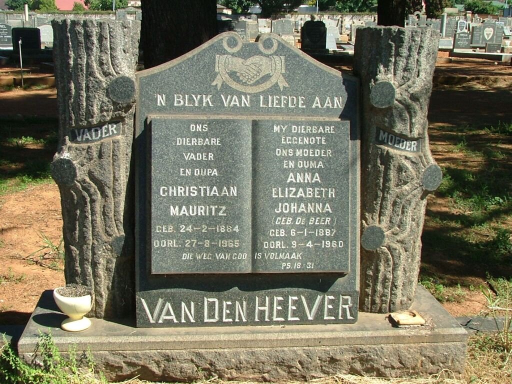 HEEVER Christiaan Mauritz 1884-1964 &amp; Anna Elizabeth Johanna DE BEER 1887-1960