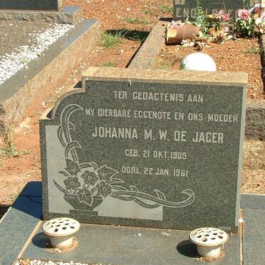 JAGER Johanna M.W., de 1905-1961