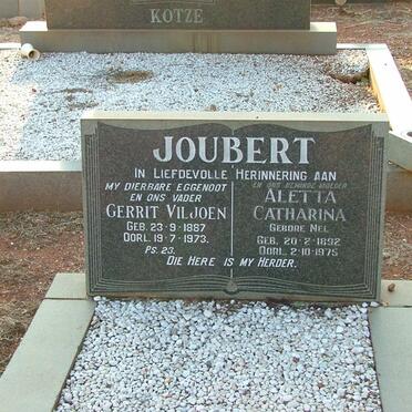 JOUBERT Gerrit Viljoen 1887-1973 &amp; Aletta Catharina MEL 1892-1975