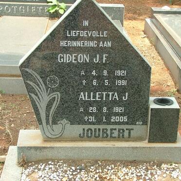 JOUBERT Gideon J.F. 1921-1991 &amp; Aletta J. 1921-2005