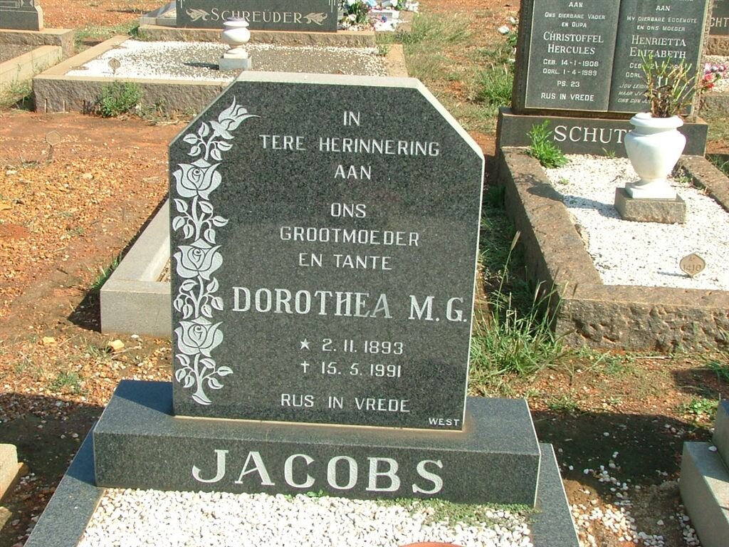 JACOBS Dorethea M.G. 1893-1991