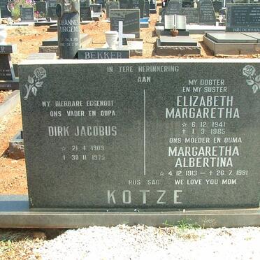 KOTZE Dirk Jacobus 1909-1975 &amp; Margaretha Albertina 1913-1991 :: KOTZE Elizabeth Margaretha 1941-1985