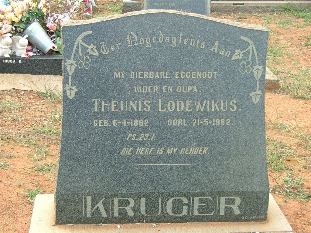 KRUGER Theunis Lodewikus 1882-1962