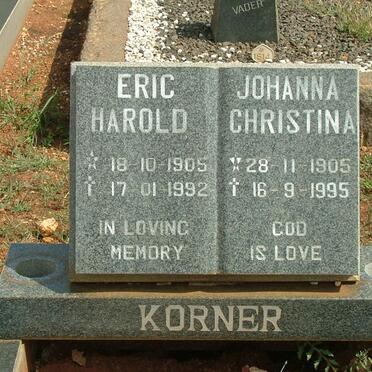 KORNER Eric Harold 1905-1992 &amp; Johanna Christina 1905-1995