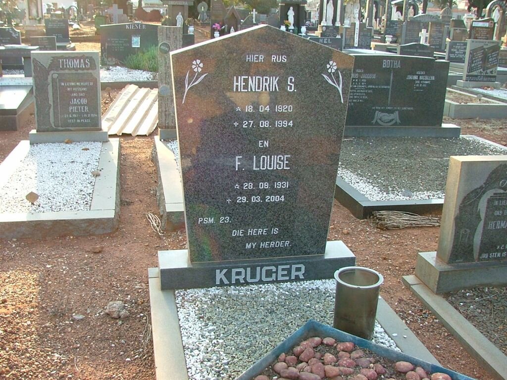 KRUGER Hendrik S. 1920-1994 &amp; F. Louise 1931-2004