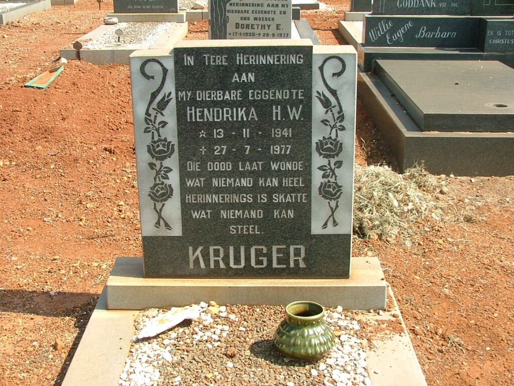 KRUGER Hendrika H.W. 1941-1977
