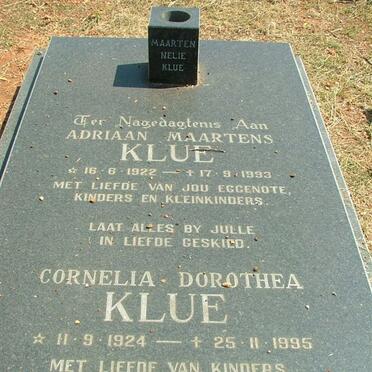 KLUE Adriaan Maartens 1922-1993 &amp; Cornelia Dorothea 1924-1995