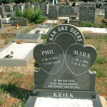 KRIEK  Phil 1921-2002 &amp; Mara 1934-1997