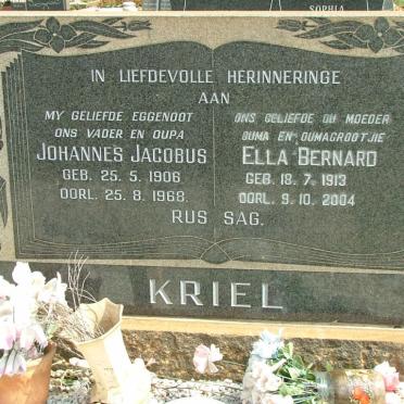 KRIEL Johannes Jacobus 1906-1968 &amp; Ella Bernard 1913-2004