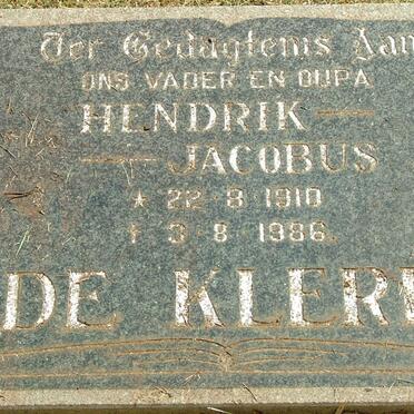KLERK Hendrik Jacobus, de 1910-1986