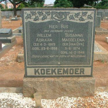KOEKEMOER Willem Adriaan 1869-1956 &amp; Susanna Magdelena VAN DYK 1874-1948