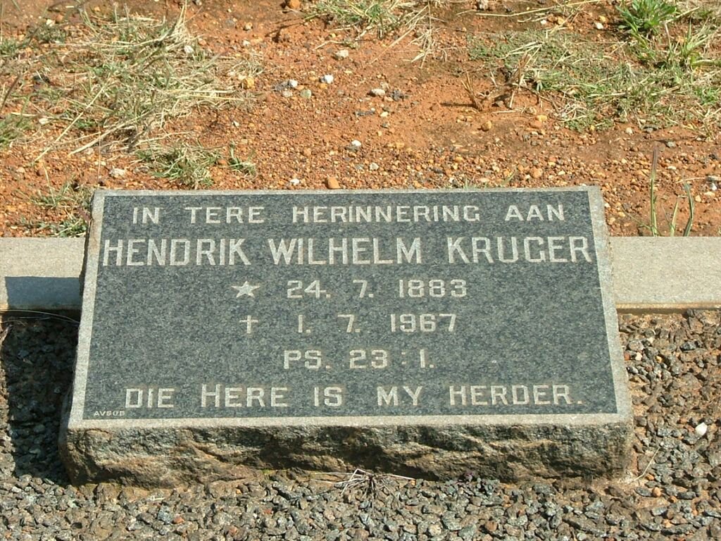 KRUGER Hendrik Wilhelm 1883-1967