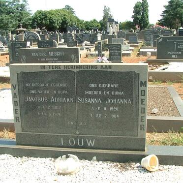 LOUW Jakobus Adriaan 1907-1976 &amp; Susanna Johanna 1920-1984