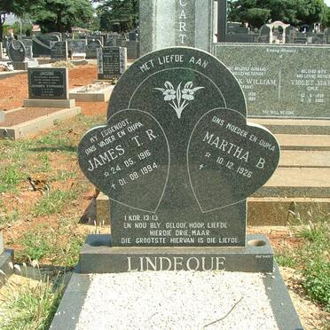 LINDEQUE James T.R. 1916-1994 &amp; Martha B. 1926-