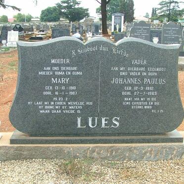 LUES Johannes Paulus 1912-1963 &amp; Mary 1910-1987