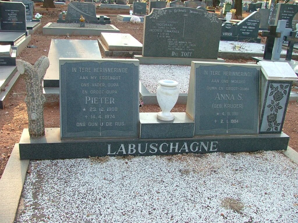 LABUSCHAGNE Pieter 1908-1974 &amp; Anna S. KRUGER 1911-1984