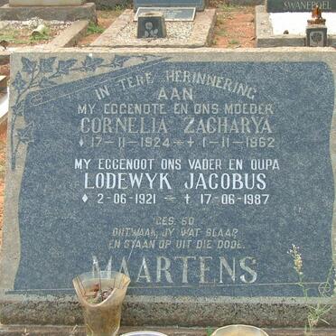 MAARTENS Lodewyk Jacobus 1921-1987 &amp; Cornelia Zacharya 1924-1962 