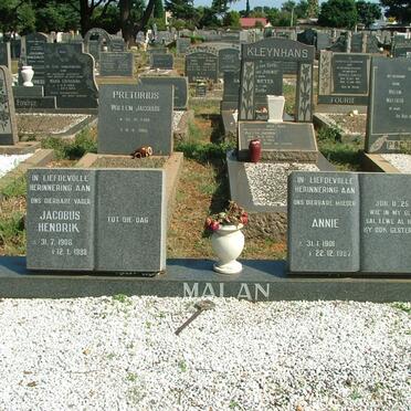 MALAN Jacobus Hendrik 1906-1988 &amp; Annie 1901-1987
