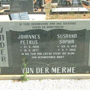 MERWE Johannes Petrus, van der 1908-1977 &amp; Susanna Sophia 1913-1992