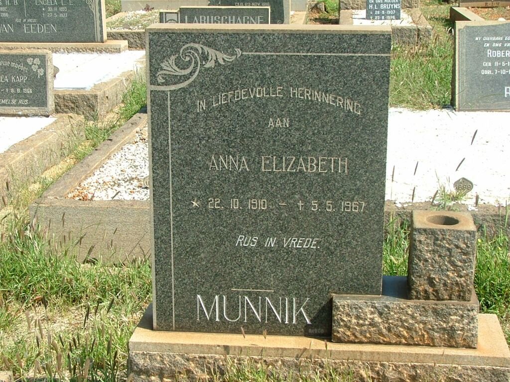 MUNNIK Anna Elizabeth 1910-1967
