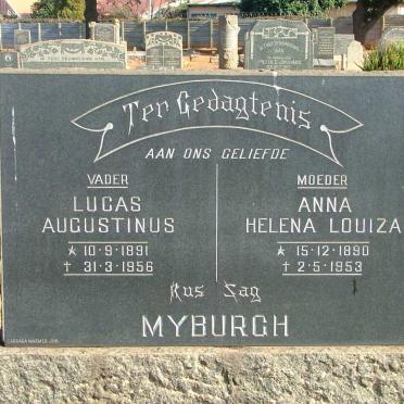 MYBURGH Lucas Augustinus 1891-1956 &amp;  Anna Helena Louiza 1890-1953