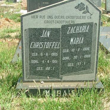 MARAIS Jan Christoffel 1905-1951 &amp; Zacharia Maria 1906-1989