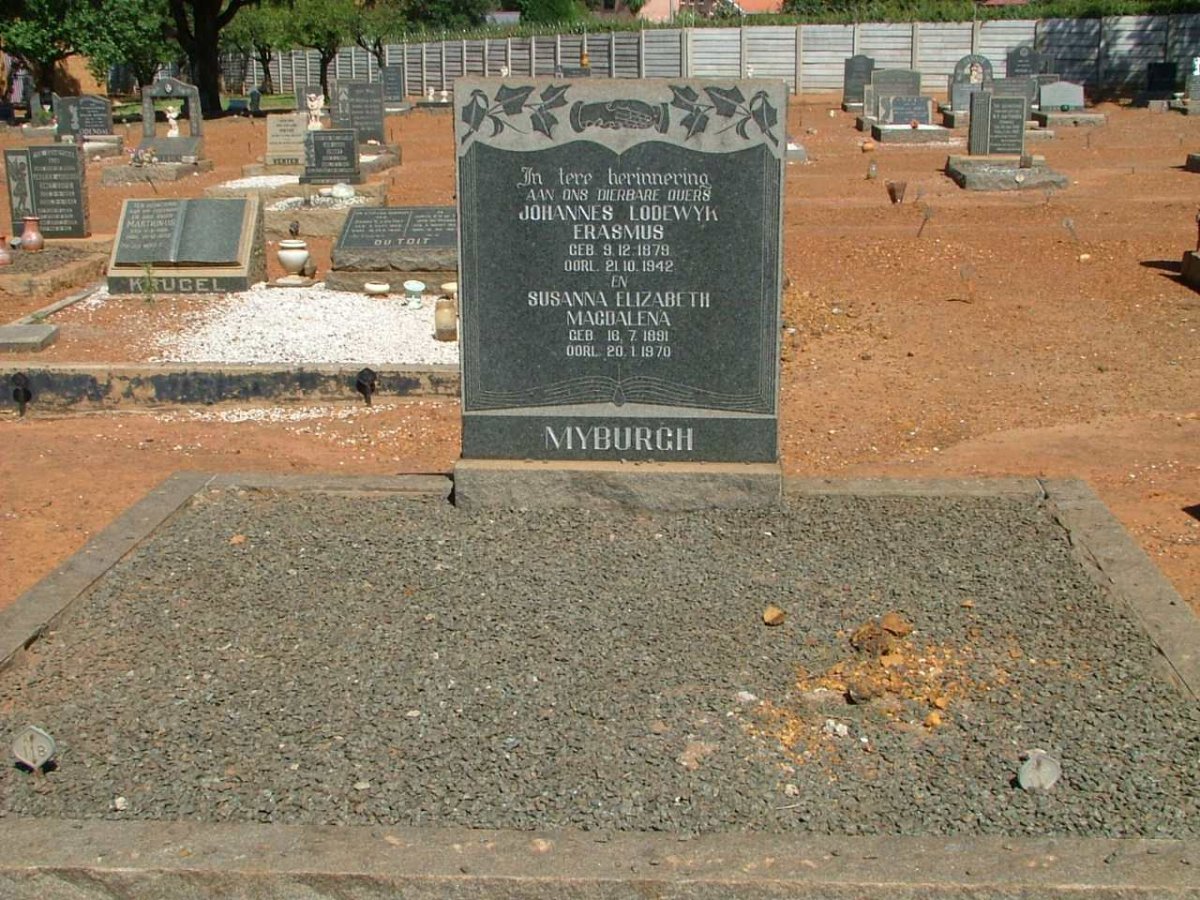 MYBURGH Johannes Lodewyk Erasmus 1879-1942 &amp; Susanna Elizabeth Magdalena 1891-1970