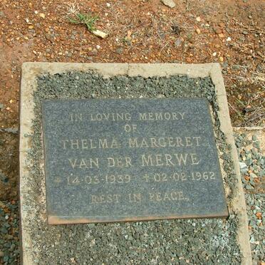 MERWE Thelma Margeret, van der 1939-1962