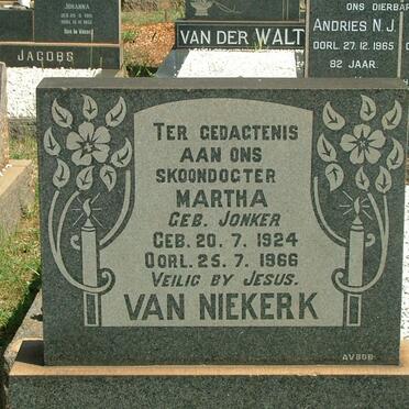 NIEKERK Martha. van nee JONKER 1924-1966