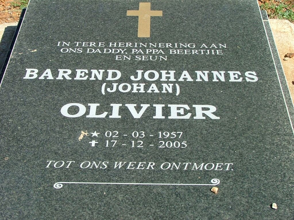 OLIVIER Barend Johannes 1957-2005