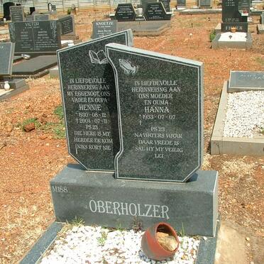 OBERHOLZER Hennie 1930-2004 &amp; Hanna 1933-