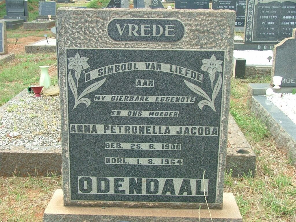 ODENDAAL Anna Petronella Jacoba 1900-1964 
