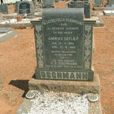 OSCHMANN Andries Gotliep 1884-1950 &amp;  F.E. 1908-1973