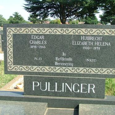 PULLINGER Edgar Charles 1898-1966 &amp; Huibrecht Elizabeth Helena NOLTE 1900-1978