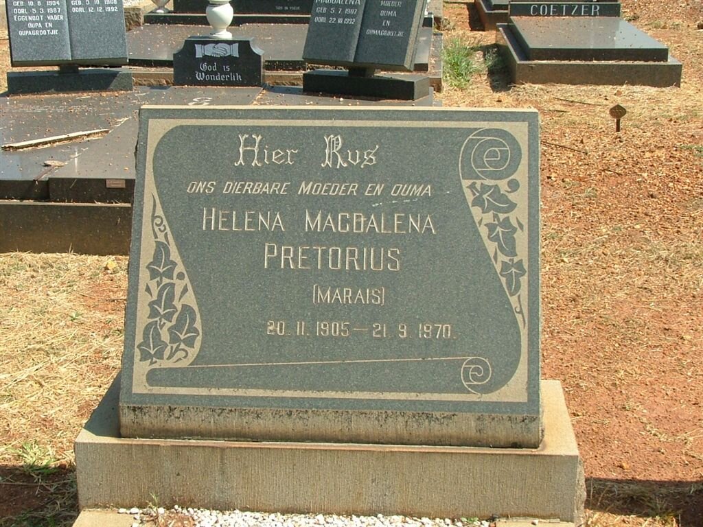 PRETORIUS Helena Magdalena nee MARAIS 1905-1970