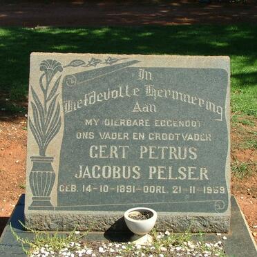 PELSER Gert Petrus Jacobus 1891-1959