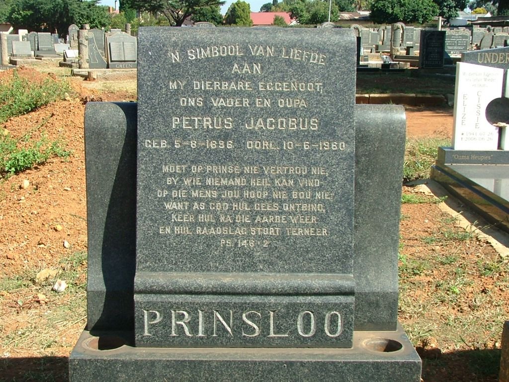 PRINSLOO Petrus Jacobus 1896-1960