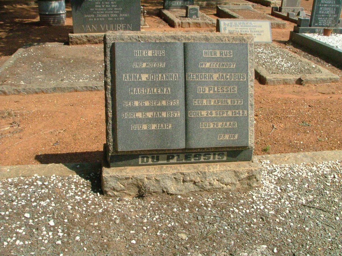 PLESSIS Hendrik Jacobus, du 1873-1949 &amp; Anna Johanna Magdalena 1875-1957