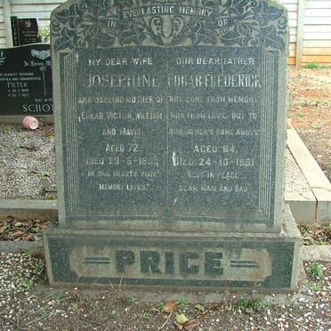 PRICE Edgar Frederick -1961 &amp; Josephine -1953