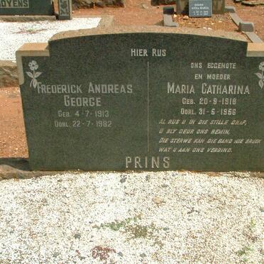 PRINS Frederick Andreas George 1913-1982 &amp; Maria Catharina 1918-1956