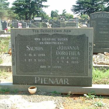 PIENAAR Salmon 1898-1973 &amp; Johanna Dorothea 1903-1980