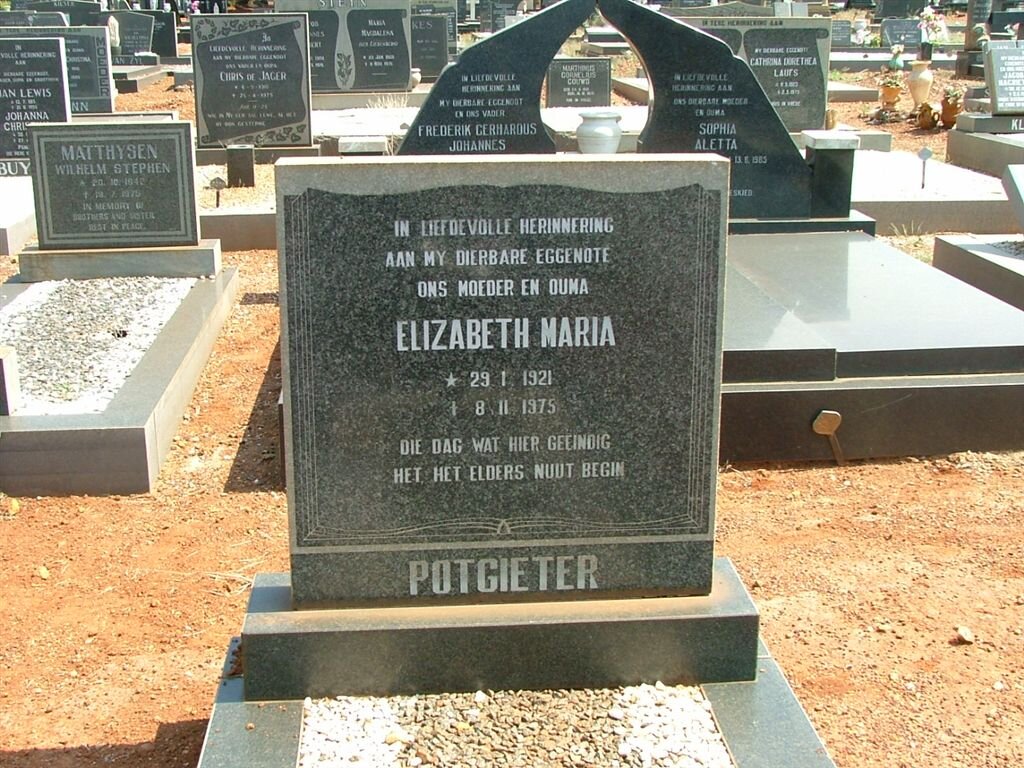 POTGIETER Elizabeth Maria 1921-1975