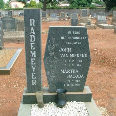 RADEMEYER John Van Niekerk 1894-1950 &amp; Martha Jacob 1908-1980