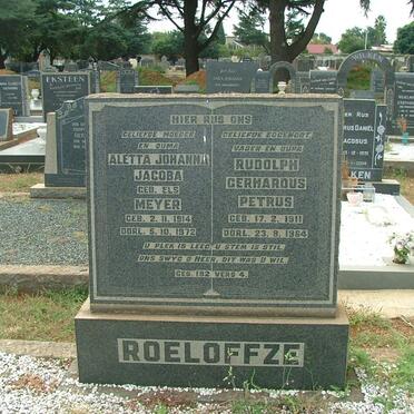 ROELOFFZE Rudolph Gerhardus Petrus 1911-1964 &amp; Aletta Johanna Jacoba MEYER nee ELS 1914-1972