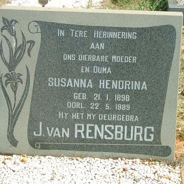 RENSBURG Susanna Hendrina, J. van 1898-1989