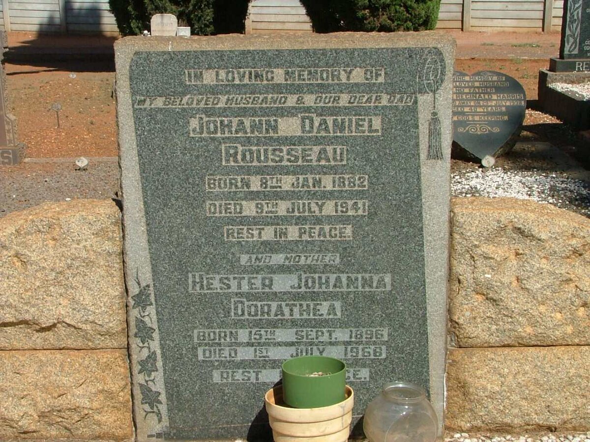 ROUSSEAU Johann Daniel 1882-1941 Hester Johanna Dorathea 1896-1968