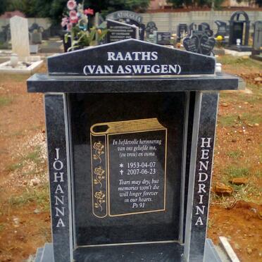 RAATHS Johanna Hendrina nee VAN ASWEGEN 1953-2007