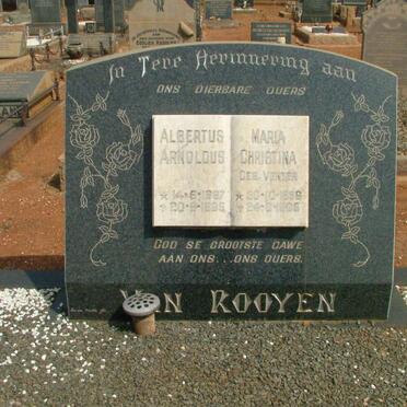 ROOYEN Albertus Arnoldus, van 1897-1965 &amp; Maria Christina VENTER 1896-1965