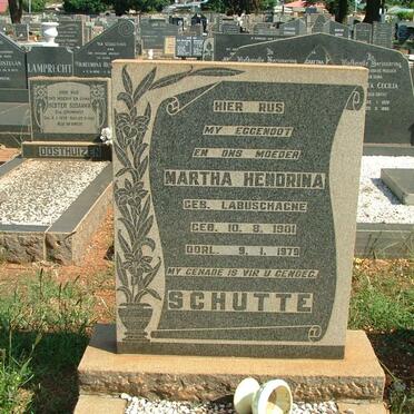 SCHUTTE Martha Hendrina nee LABUSCHAGNE 1901-1979