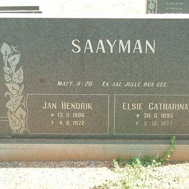 SAAYMAN Jan Hendrik 1886-1972 &amp; Elsie Catharina 1895-1977